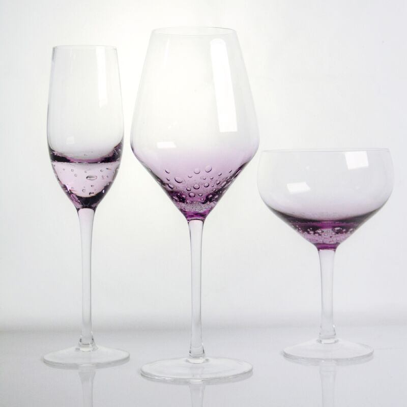 jakość Lavender bubble Crystal Wine Glass handblown with gradient tint and delicate trapped bubbles combining elegance with durability fabryka