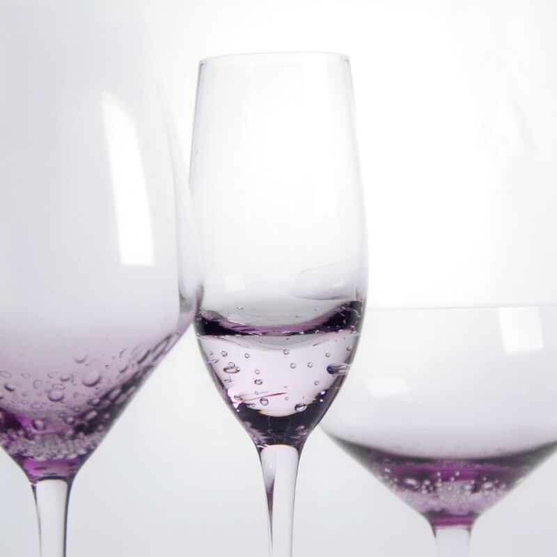 jakość Lavender bubble Crystal Wine Glass handblown with gradient tint and delicate trapped bubbles combining elegance with durability fabryka
