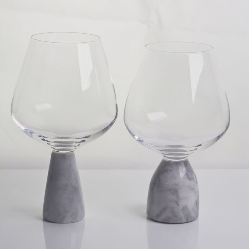 jakość Hand Blown Crystal Wine Glass with Modern Gray Marble Stem Base Ultra Clear Bowl Perfect for Dinner Parties and Everyday fabryka