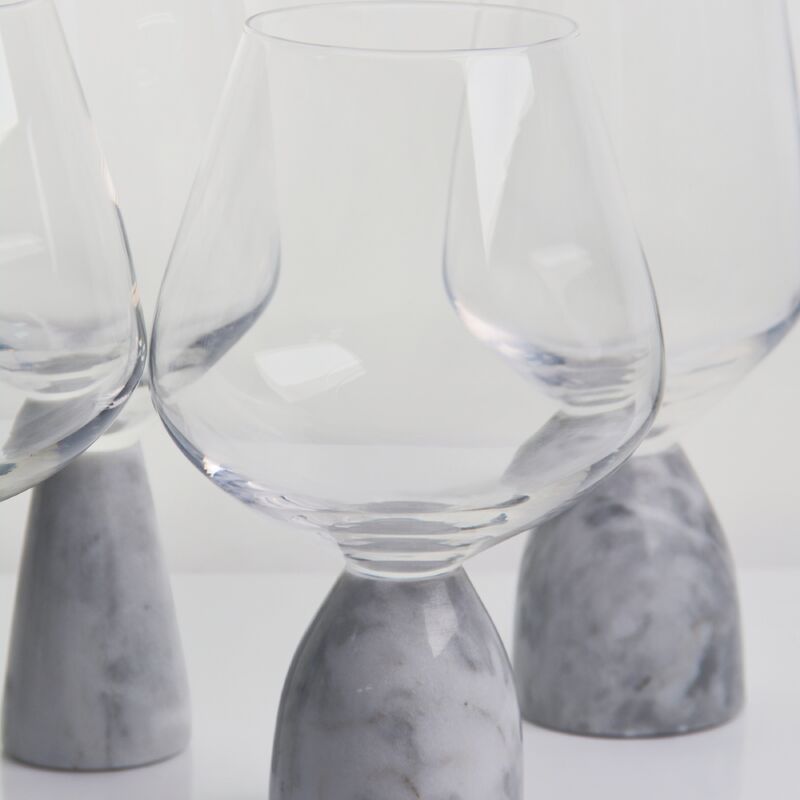 jakość Hand Blown Crystal Wine Glass with Modern Gray Marble Stem Base Ultra Clear Bowl Perfect for Dinner Parties and Everyday fabryka