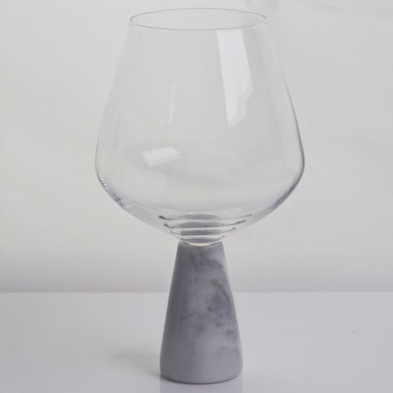 jakość Hand Blown Crystal Wine Glass with Modern Gray Marble Stem Base Ultra Clear Bowl Perfect for Dinner Parties and Everyday fabryka