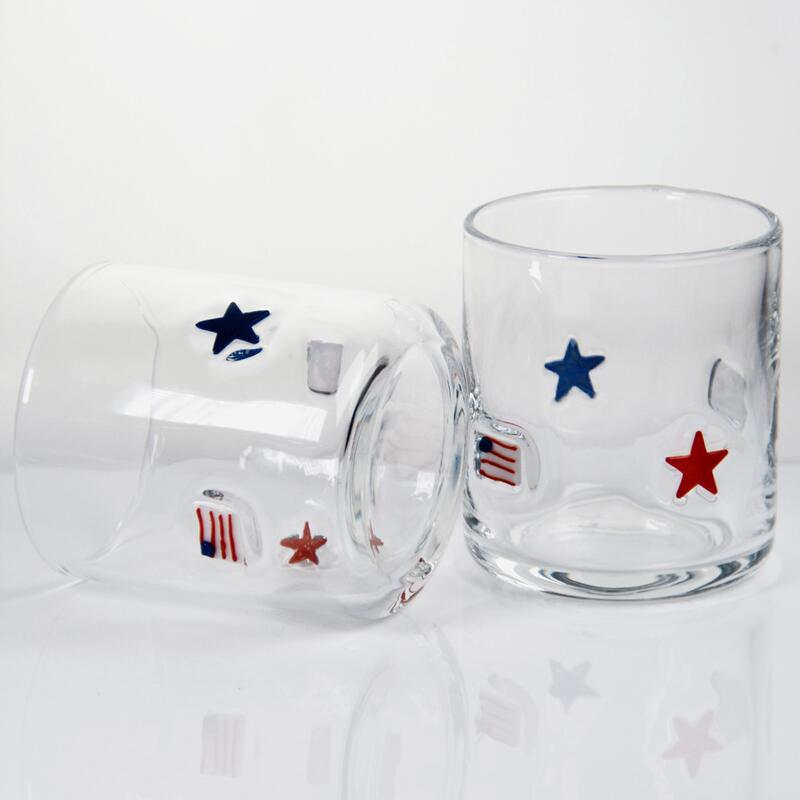 jakość Ręcznie dmuchana szklanka do whisky w patriotycznym wzorze o pojemności 400 ml - przezroczysty tumbler do whisky i koktajli fabryka