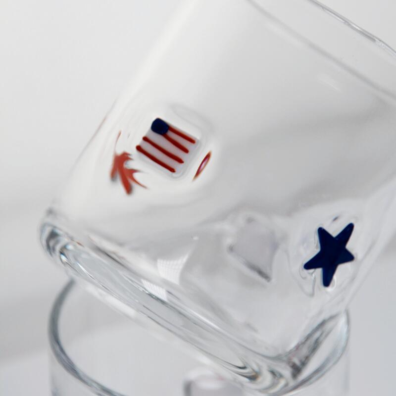 jakość Ręcznie dmuchana szklanka do whisky w patriotycznym wzorze o pojemności 400 ml - przezroczysty tumbler do whisky i koktajli fabryka