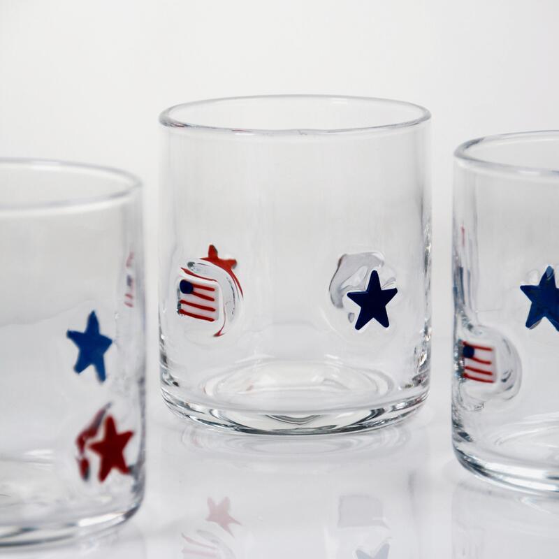 jakość Ręcznie dmuchana szklanka do whisky w patriotycznym wzorze o pojemności 400 ml - przezroczysty tumbler do whisky i koktajli fabryka