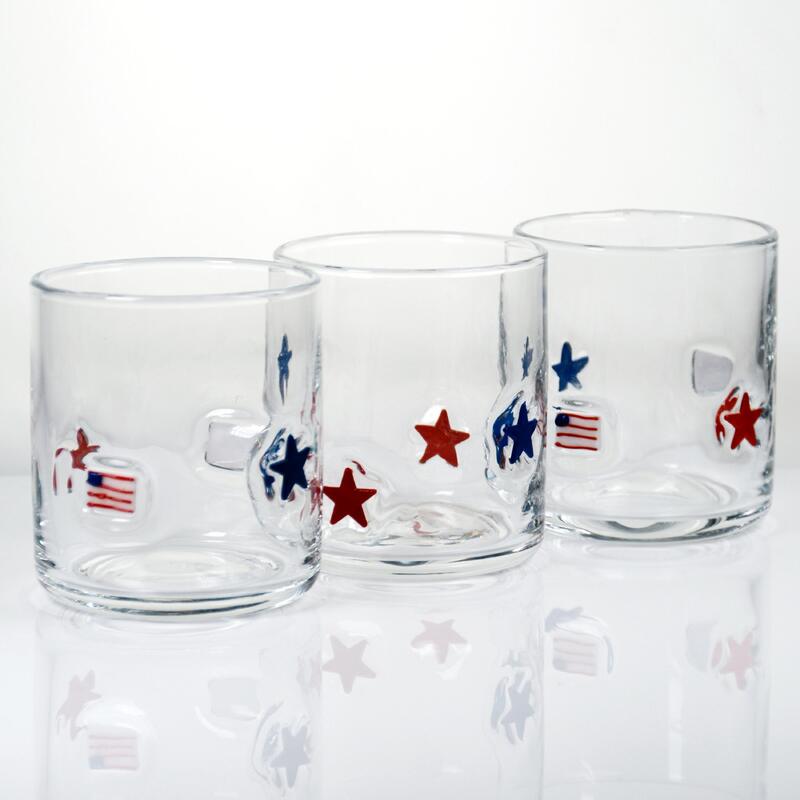 jakość Ręcznie dmuchana szklanka do whisky w patriotycznym wzorze o pojemności 400 ml - przezroczysty tumbler do whisky i koktajli fabryka