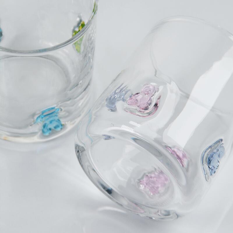jakość Szklanka z ręcznie dmuchanym misiem żelkowym, przezroczysty kubek 400 ml z uroczym kolorowym misiem, zabawna szklanka do whisky i soku dla dzieci i dorosłych, uroczy prezent barowy fabryka