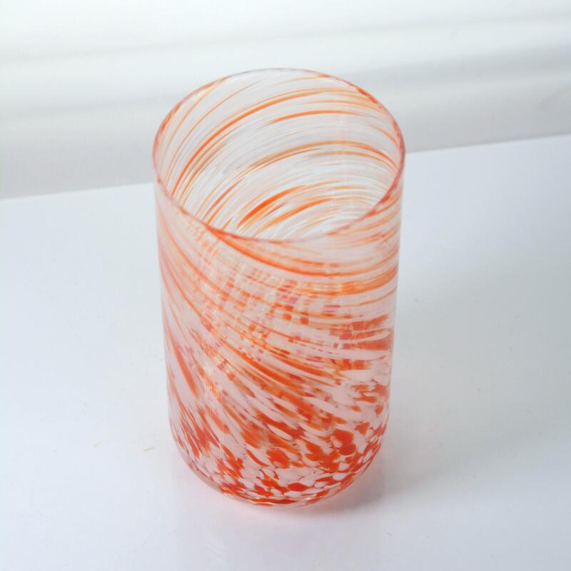jakość Hand-blown Orange Swirl Confetti Glass Cup - Artisan Crafted Drinking Glass for Whiskey and Cocktails fabryka