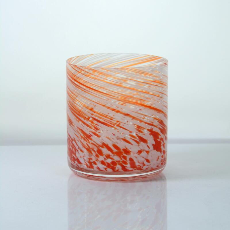 jakość Hand-blown Orange Swirl Confetti Glass Cup - Artisan Crafted Drinking Glass for Whiskey and Cocktails fabryka