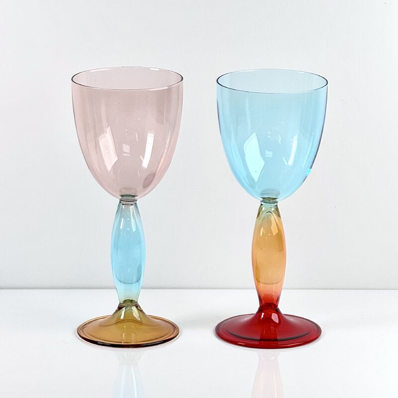 Jakość Hand-Blown Gradient Color Borosilicate Wine Glasses, Multi-Color Artistic Stem Goblets for Wine, Cocktail, Home Bar & Party Decor fabryka