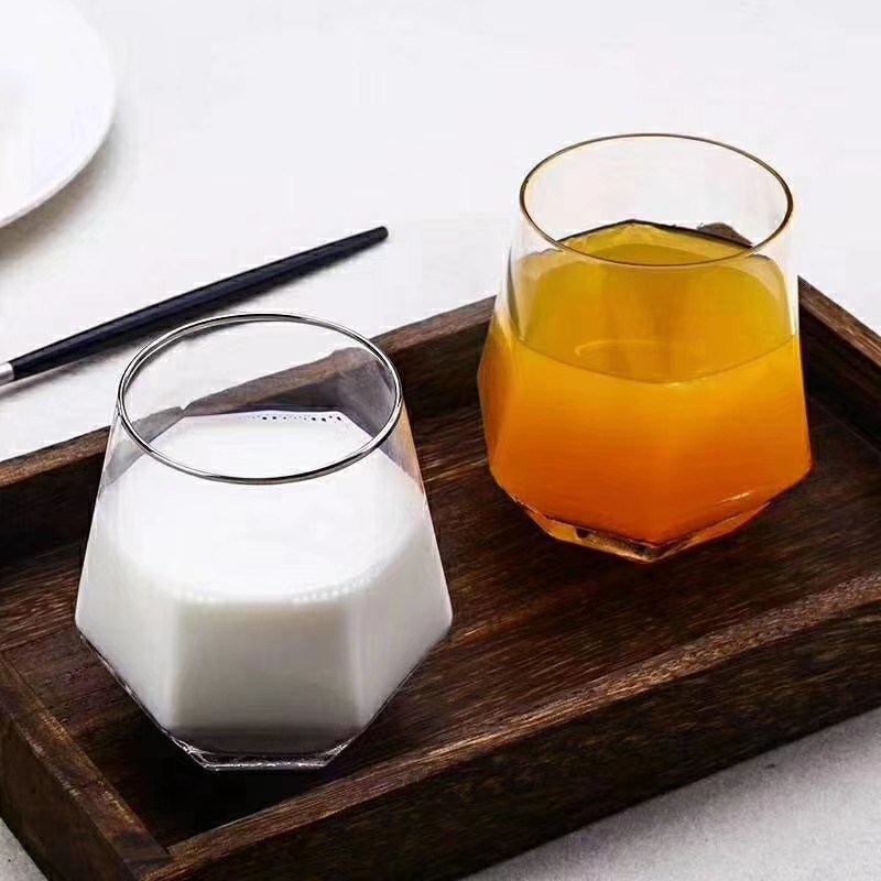 jakość Diamond Geometric Gold Rim Crystal Glass Tumblers , Glass Drinking Cup fabryka