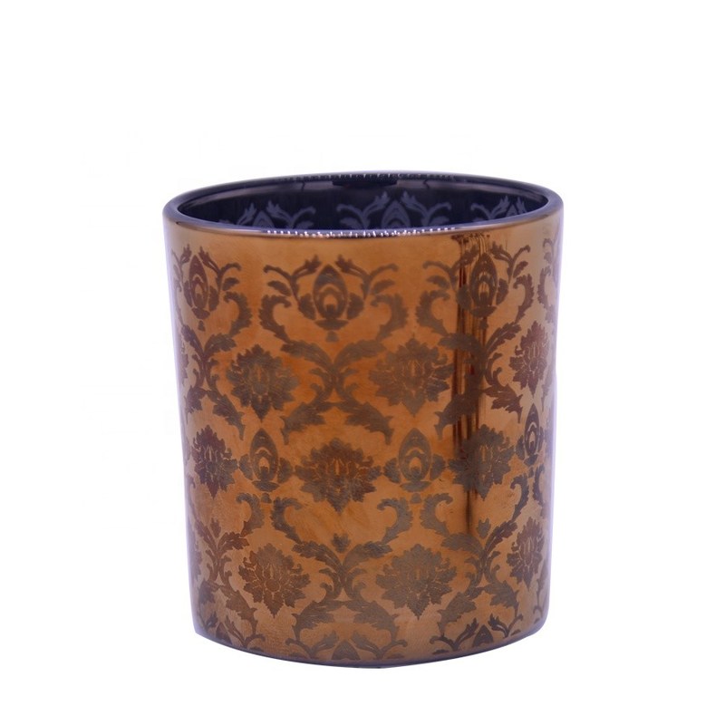 jakość Copper Glass Candle Holders With Laser Engrave Pattern fabryka