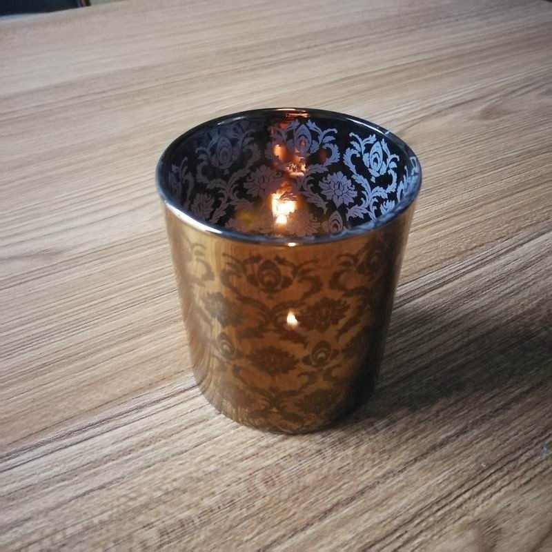 jakość Copper Glass Candle Holders With Laser Engrave Pattern fabryka