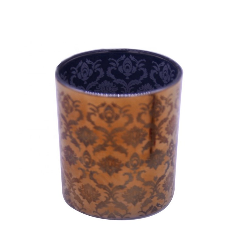 jakość Copper Glass Candle Holders With Laser Engrave Pattern fabryka