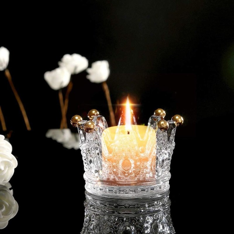 jakość Classic Crown Clear Glass Candle Holders fabryka