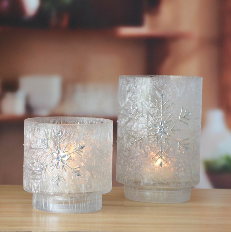 jakość Snow Flake Glass Candle Holders fabryka