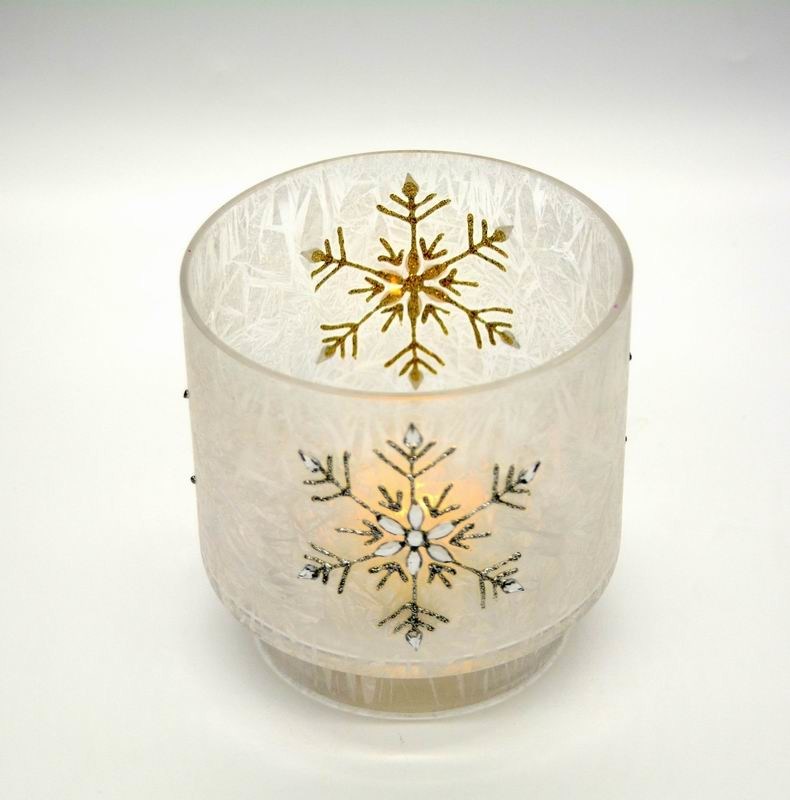 jakość Snow Flake Glass Candle Holders fabryka