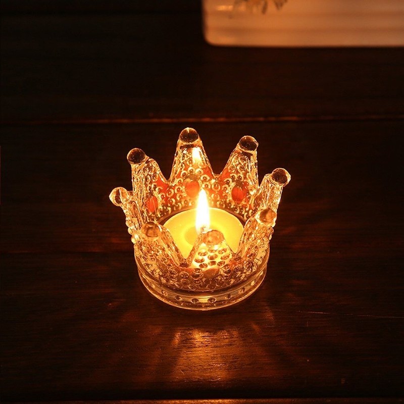 jakość Romantic Crown Tea Light Mini Votive Candle Holders ,  Glass Cylinder Candle Holders For Party fabryka