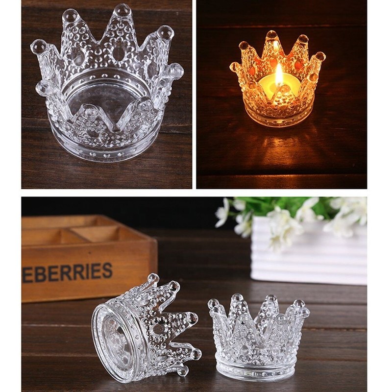 jakość Romantic Crown Tea Light Mini Votive Candle Holders ,  Glass Cylinder Candle Holders For Party fabryka