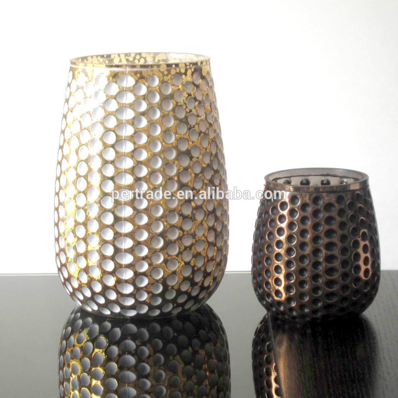 jakość 3 Size Silver Color Egg Shape Glass Candle Holders fabryka