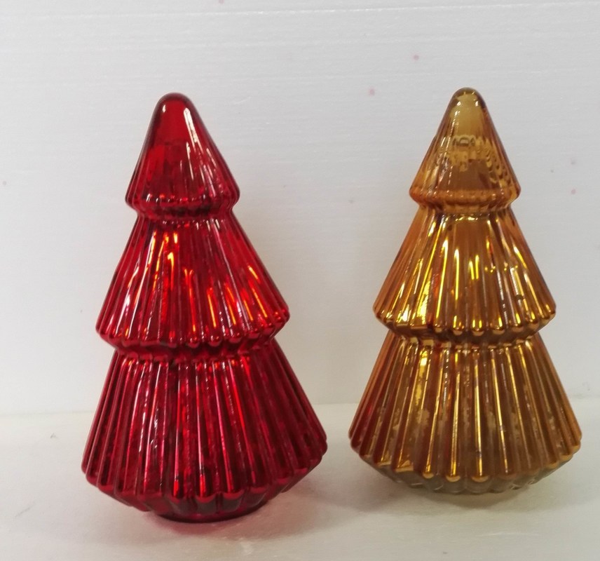 jakość Handblown LED Holiday Glass Candle Holders Christmas Tree Pattern fabryka
