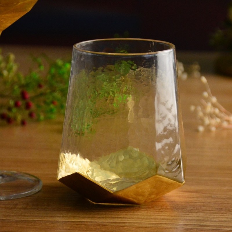 jakość Customize Stemless Gold Foil Decorated Crystal Wine Glass fabryka