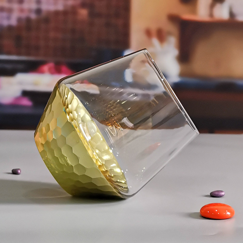 jakość 400ml Hand Cut Gold Honeycomb Crystal Wine Glasses fabryka