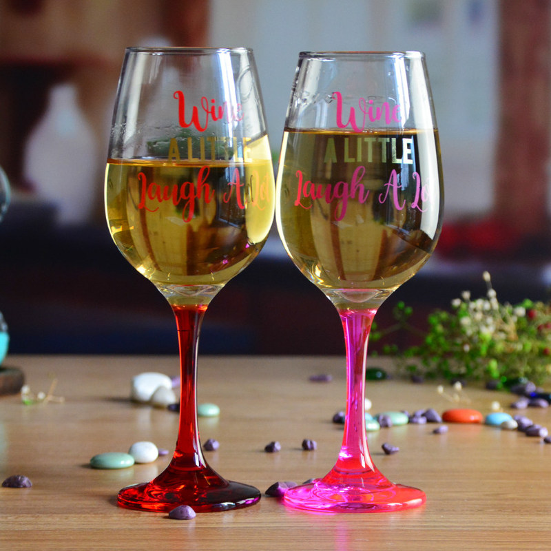 jakość 340ml Crystal Wine Glass With Funny Fonts Decal Decoration fabryka