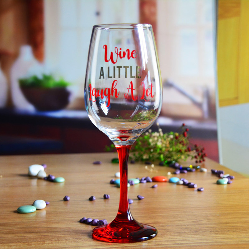 jakość 340ml Crystal Wine Glass With Funny Fonts Decal Decoration fabryka