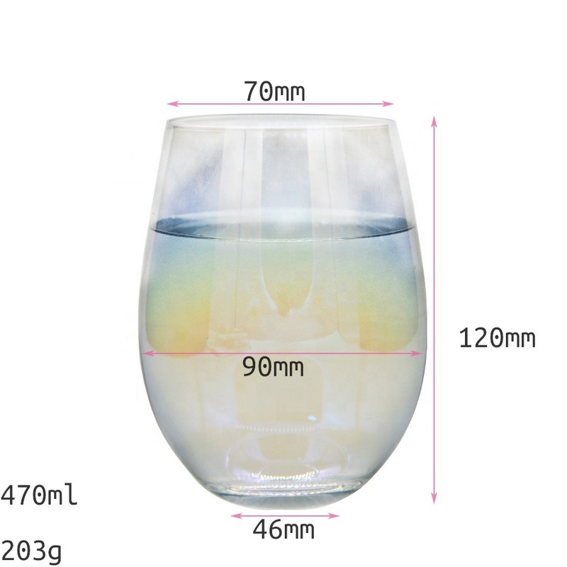 jakość Ion Plated Rainbowl 16 Oz Stemless Wine Glass , Antique Crystal Wine Glasses fabryka