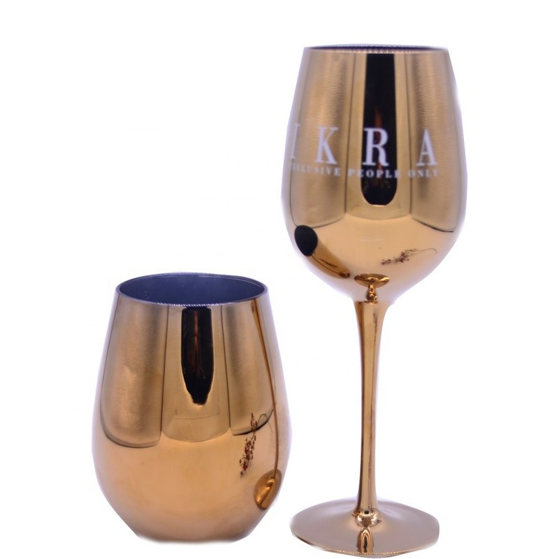 jakość Gold Plated 16oz Crystal Wine Glass With Decal Logo For Gift fabryka
