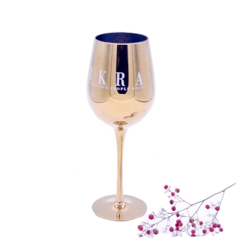 jakość Gold Plated 16oz Crystal Wine Glass With Decal Logo For Gift fabryka