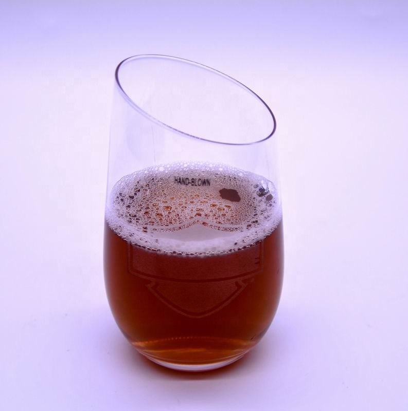 jakość Bevel Oblique Edge Stemless Crystal Wine Glass With Angle Top fabryka