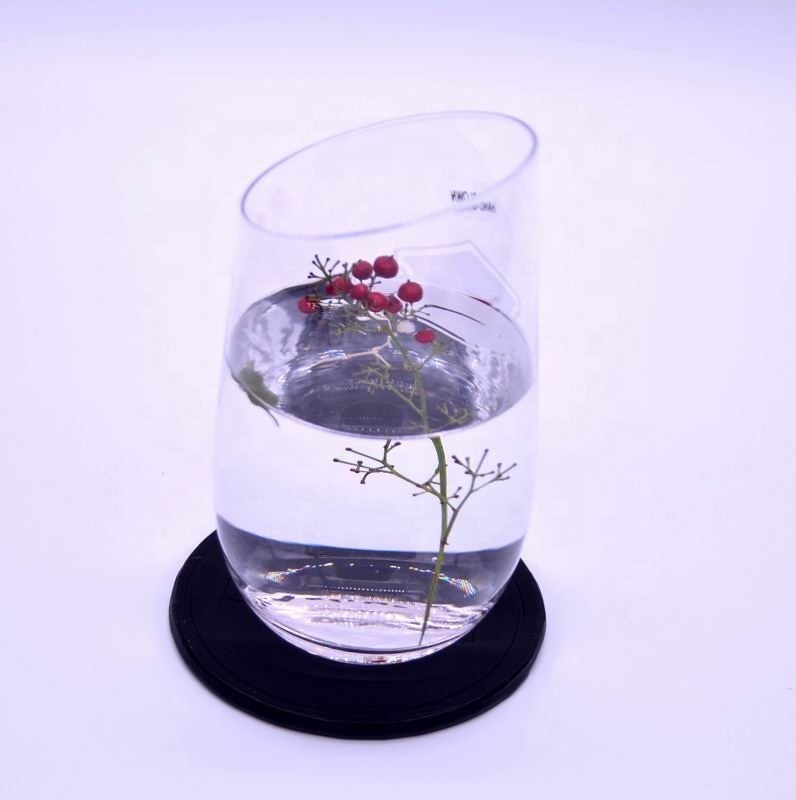 jakość Bevel Oblique Edge Stemless Crystal Wine Glass With Angle Top fabryka