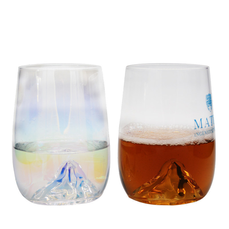 jakość Ice Mountain Bottom Crystal Wine Glass With Ion Plated Irridescent fabryka