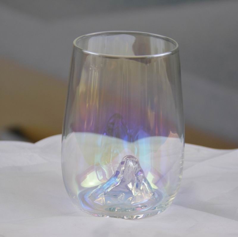 jakość Ice Mountain Bottom Crystal Wine Glass With Ion Plated Irridescent fabryka