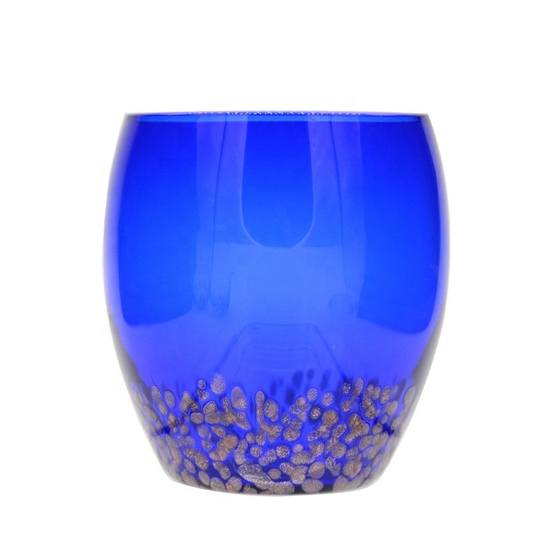 jakość Handblowned Blue Rock Golden Dots Crystal Wine Glass fabryka