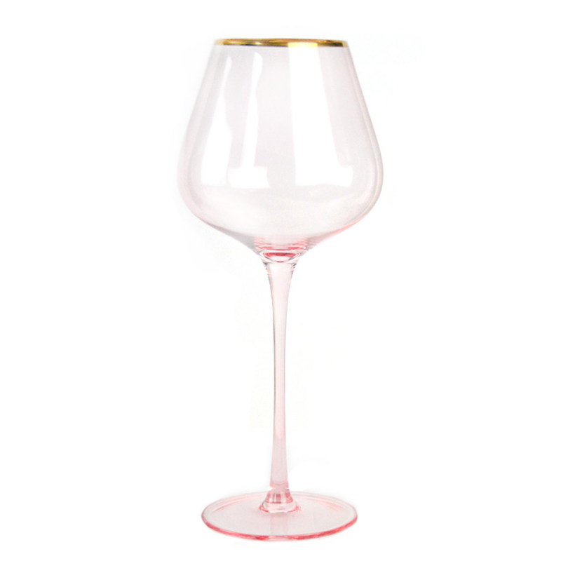 jakość Gold Rim Pink Crystal Wine Glass For Holiday Party fabryka