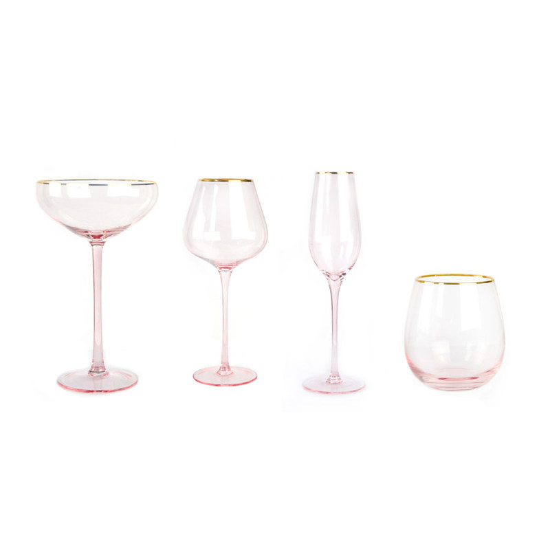 jakość Gold Rim Pink Crystal Wine Glass For Holiday Party fabryka