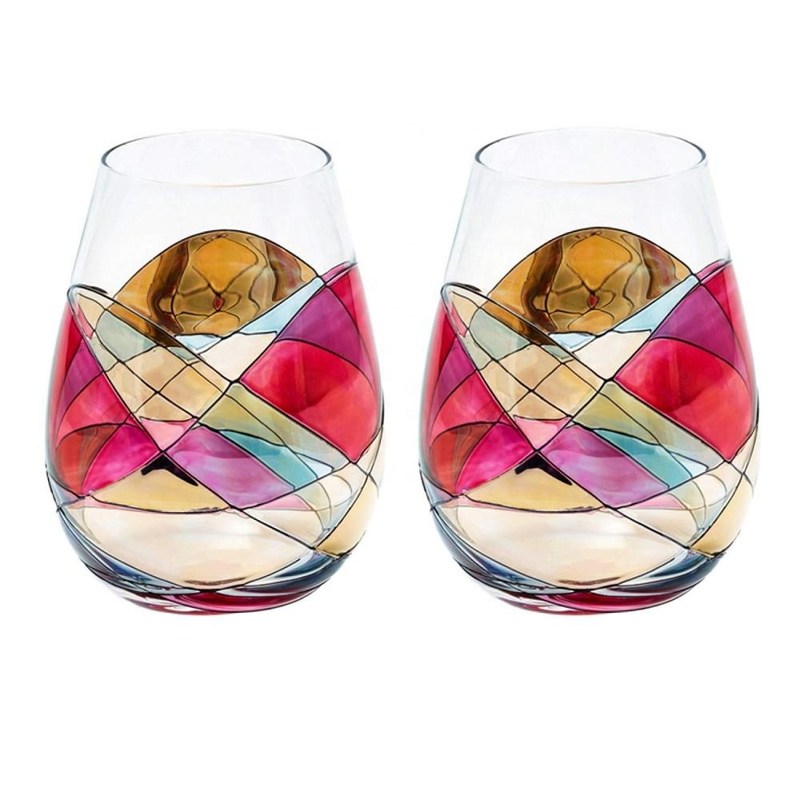 jakość Handpainted Stemless Golden Luster Crystal Wine Glass , Engraved Crystal Glasses fabryka