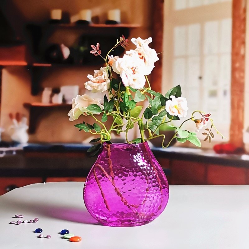 jakość Home Decoration 8" Fish Style Vintage Pink Glass Vase fabryka