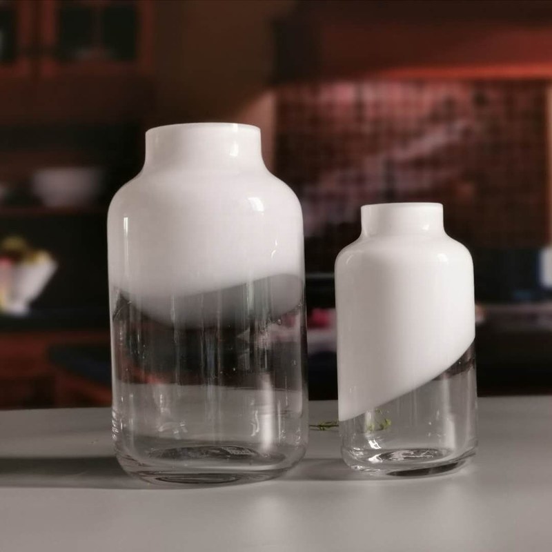 jakość Hand Made Solid White Top Half Ceramic Glass Jar Vase fabryka