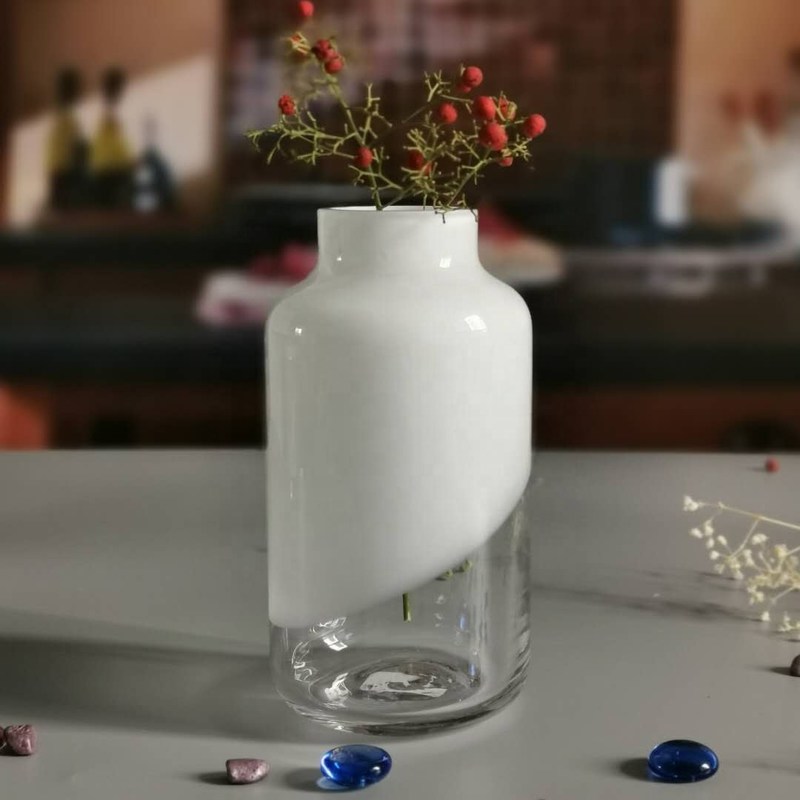 jakość Hand Made Solid White Top Half Ceramic Glass Jar Vase fabryka