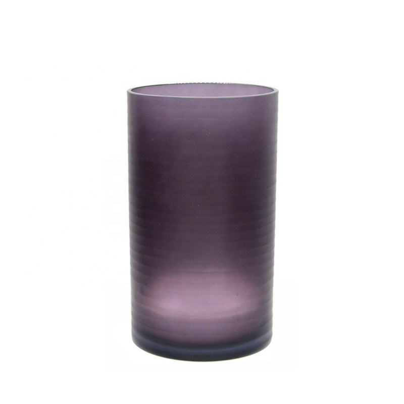 jakość Hand Engraved Cylinder Decorative Glass Vase ,  Cylinder Vase Centerpieces With Pattern fabryka