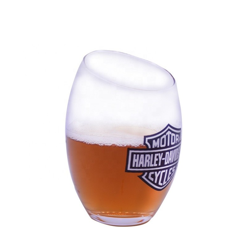 jakość Angled Top 10oz Handmade Whiskey Glass With Color Logo Print fabryka