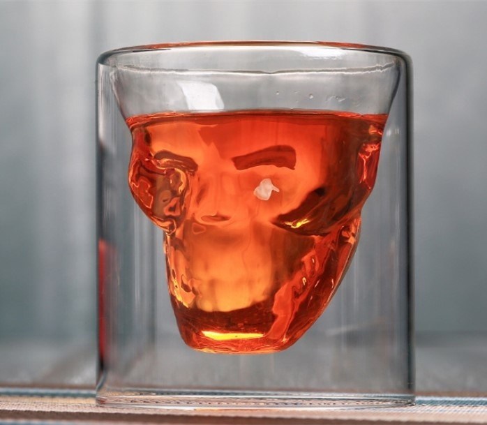 jakość Skull Shaped Double Wall 2.5oz Old Fashioned Whiskey Tumbler fabryka