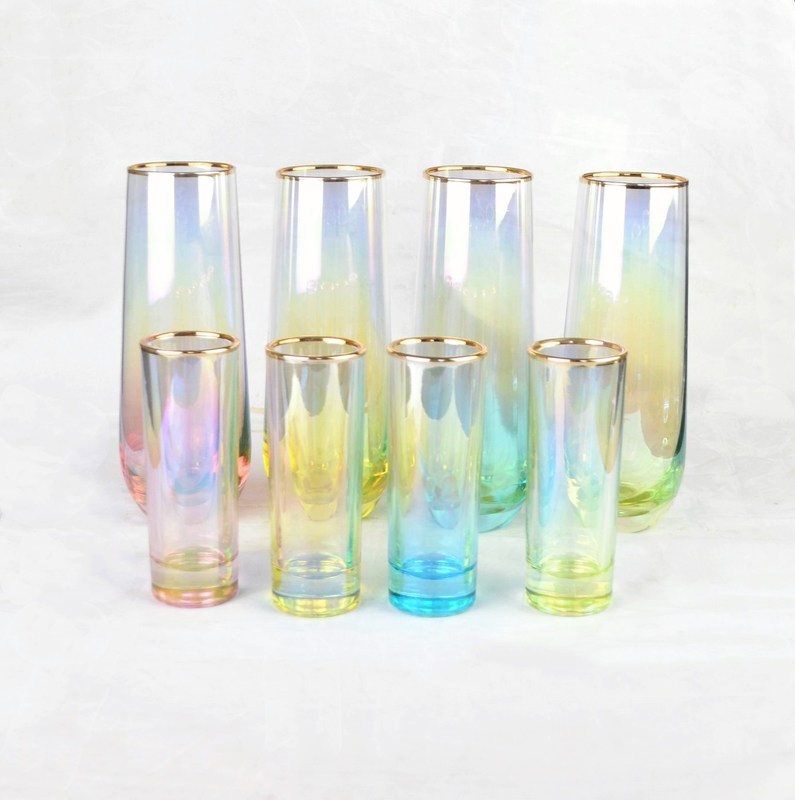 jakość Personalized INS Gradient Color Gold Rim Unique Shot Glass Set fabryka