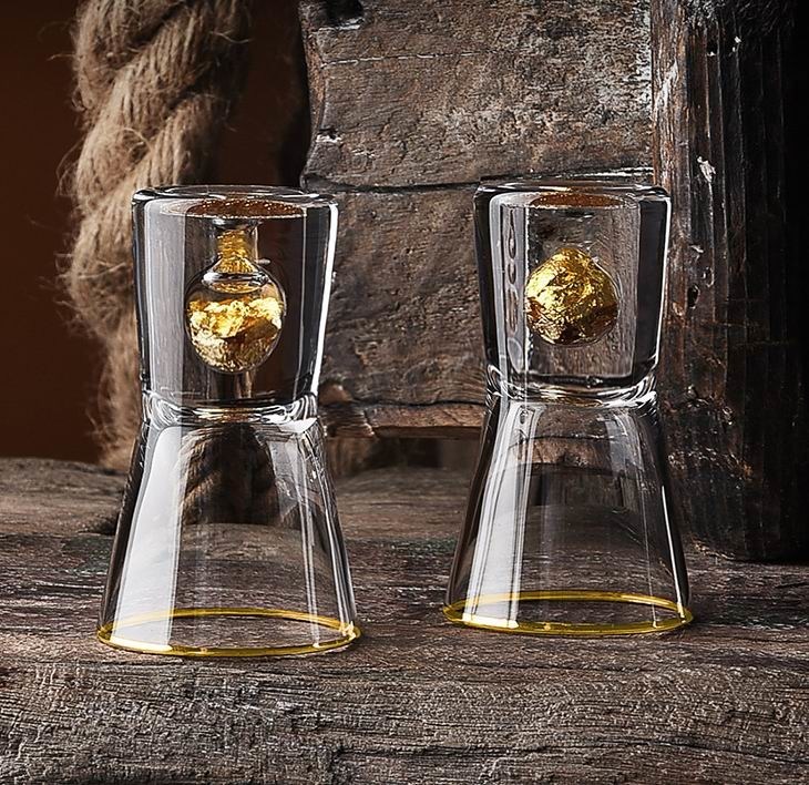 jakość Gold Foil Bottom Shot Glass Set fabryka