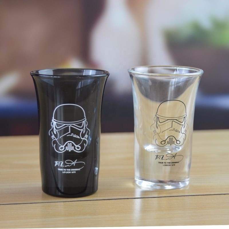 jakość Logo Printed Clear  Unique Shot Glasses With Color Decal fabryka