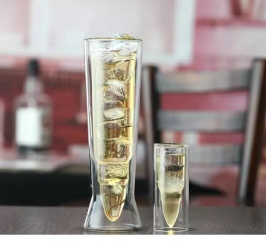 jakość Bullet Shaped Double Wall 45ml Unique Shot Glasses fabryka