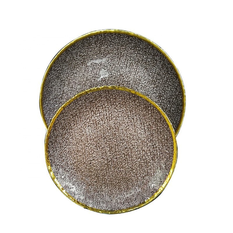 jakość Golden Color Dessert Glass Charger Plates , Decorative Charger Plates For Wedding fabryka